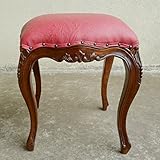 アンティーク調マホガニー家具：猫脚スツール：PVCワインレッド