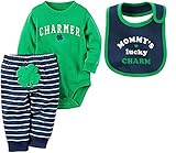 Carters私の最初聖パトリックの日クローバーCharmer 3 Piece Set :長袖ボディスーツ、パンツとよだれかけセット