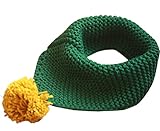 Plus Nao(プラスナオ) 子供用 スヌード ネックウォーマー ぽんぽん付き ポンポン付き ぼんぼん ボンボン 防寒 寒さ対策 暖かい あったかい - グリーン