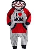 [Vaenait Baby] 6-24ヶ月 ベビー服長袖ロンパース カバーオール 女の子フリース フード付き Hooded Mom 18-24M