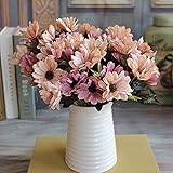 Kicode デイジーの花 花フラワーブーケ 人工春シルク 5つの支店 10頭 2パック ホームホテルオフィスウェディングパーティーのための庭のクラフトアートインテリア