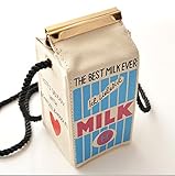 Prawey（TM）史上最高のミルクのブランドの新しいファッションメイクカートンバッグ女性の手紙のキャンバスショルダーバッグかわいいステレオミニミルクボックスPA840044