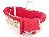 Tadpoles Cable Knit Moses Basket and Bedding Set Red [並行輸入品]