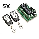 5本 12V 4CHチャンネル433Mhzワイヤレスリモートコントロールスイッチ、2トランスミッタ