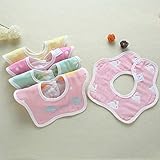 5枚セット 赤ちゃん よだれかけ　360度回転 ベビー ビブ　男の子 女の子 花びら型　　柔らかい　食事用　出産のお祝いギフト