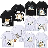 猫 tシャツ 半袖 サメ猫 ネコ 人気 トップス 綿 白 夏服 丸襟 上着 T-Shirt 子供 男の子 女の子 大人用 吸汗 通気 萌えグッズ 学園祭 花火大会 プレゼント (110cm,E) [並行輸入品]