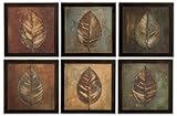 Brown Rust Blue New Leaf Panel Set Of 6 Semi-Abstract Leaf Prints by Uttermost [並行輸入品]