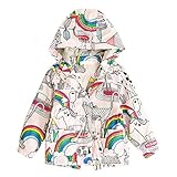 幼児の子供の女児の虹の模様のベビー服コートOVERMALレインボーコート (6T)