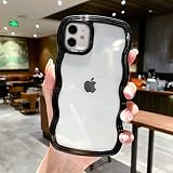 QLTYPRI iPhone 12ケース iPhone 12 Proケース クリア TPUカバー おしゃれ 韓国 可愛い 透明 薄型 軽量 耐衝撃 スマホケース ワイヤレス充電対応 ストラップホール付き アイフォン 12/12 Pro ケース 6.1インチ 対応 - ブラック