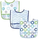 Luvable Friends 3-Pack PEVA Easy Clean Crumb Catcher Bibs, Blue Pinwheel by Luvable Friends [並行輸入品]