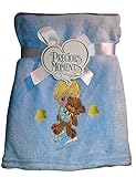 Precious Moments -Super Soft and Comfy Blue Fleece Baby Blanket Boy Hugging Teddy Bear [並行輸入品]