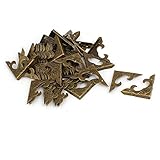 uxcell ボックスコーナープロテクター 装飾金具 コーナー金具 鉄 ブロンズトーン カバーガード ヴィンテージスタイル 50個入り