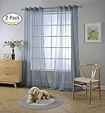 miuco 2パネルグロメットTextured Solidシアーカーテンカーテンパネルのリビングルーム 54x63 inch ブルー DLI-SLD-25463-DBL