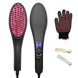 ヘアアイロン FOMEIストレート アイロン デジタル ブラシ 電熱ブラシ ブラシ型ヘアアイロン温度調整可能 80-230℃ 静電気防止 スピーディ 頭皮マッサージ 疲れ解除 火傷防止 「耐熱手袋 高