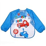 canis ベビー　お食事エプロン　長袖　防水 お絵描き 離乳食 保育園用 対象年齢1～4歳 　かわいいデザイン　動物 16色 (#16)