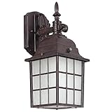 Sunset Lighting F7918-62 Outdoor Wall Sconce with Textured Frosted Glass, Rubbed Bronze Finish [並行輸入