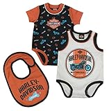 ハーレーダビッドソンBaby Boys 'インターロック新生児2 - Packクリーパー&よだれかけセット、3052621 カラー: オレンジ