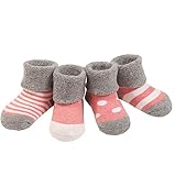 4ソフトコットンベビーソックス暖かい冬かわいい幼児ソックスピンクのセット