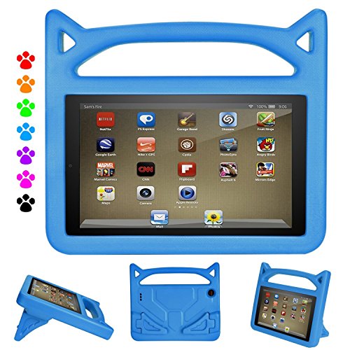 Amazon Kindle Fire HD 8 Kidsケース2016、roasanスーパー保護と安全な信頼性耐衝撃Eva素材内蔵スクリーンプロテクター付きPerfect for Kids Kindle Fire HD 8 2016/2017 ブルーの表紙