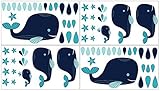 Blue Whale Girl or Boy Baby and Kids Wall Decal Stickers - Set of 4 Sheets [並行輸入品]