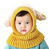 帽子 ベビー キッズ うさぎちゃん風 ニット帽 ニット 赤ちゃん 子 子供 用 かわいい 防寒 【肩＆耳まであたたか】選べる5色(黄色)