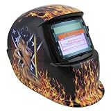 XtremepowerUS Auto-Darkening Solar Powered Welding Helmet (Flames CowGirl) by XtremepowerUS