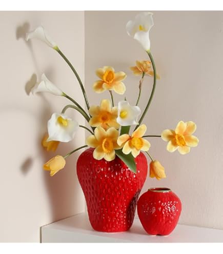 Amazon.co.jp: 陶器花瓶 いちごフラワーベース おしゃれ セラミック