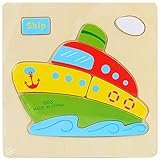 POTOJP 木製パズル 小さな立体パズ 立体の木製組立キット　 汽船 (24種類展開)　 Mini 3D Puzzle Kids Educational Funny Toy　積み木　木のおもちゃ 組