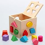 Felicely 知育玩具 パズル 図形の認識力と手指の発達をうながす 天然木製のおもちゃ 積み木カラフル 立体パズル ボックス 出産祝い・ギフトにも！ １歳 ２歳 ３歳