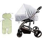 蚊帳 ベビーカー レインカバー 虫除け 日よけカバー ホワイト蚊帳 2個セット（子供の蚊帳 + ベビーカー座席にはマット） サンシェード 防虫ネット デング熱対策 収納袋付き メッシュの伸縮タイプ 最