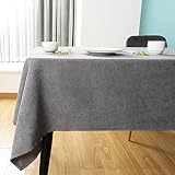 SEASHORE TREE テーブルクロス 撥水 おしゃれ table cloth 布 麻 リネン 140x240cm 防水 厚手 無地 北欧 丸洗い お手入れ簡単 家庭用 食卓用 耐熱 長方形 - ダークグレー