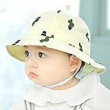 ベビー帽子 赤ちゃん用 幼児用 キッズハット 綿生地 アウトドアウェア 子供向けキャップ 帽子 ハット サボテン柄 植物柄 可愛い LeafIn (イエロー)