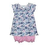 フェザー赤ちゃん女の子服ピマコットンShort SleevedシャーリングチュニックトップとバブルBloomer Set 0-3 months