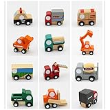 Zhhlinyuan 12pcs Kids おもちゃ Car Set Wood Vehicle Car Baby Children Educational Toys Cars