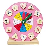 Linshop 子供たちの木製時計デジタルクロック1～3才の赤ちゃん認知時間形状パズルのおもちゃ