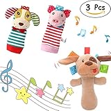 Baby Rattle Socks stuffed animal plush hand RattlesおもちゃSqueaker Sticks for Toddler – 犬と豚