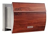 (レオン)LEON 郵便ポスト mail box デザイナーズ ポスト MB0310 ステンレス 木目調 埋め込み型 プラムウッド (ナチュラル)