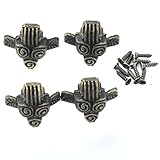 【ノーブランド 品】4本 フラワーパターン ボックス 足 家具 コーナー フット 装飾 プロテクター カバー 青銅