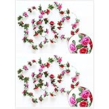 Meiliy 2パック 8.2フィート 造花ローズ 花植物人工花 ホーム ホテル オフィス ウェディングパーティー ガーデンクラフトアートデコレーション レッド Meiliy-ML-021r