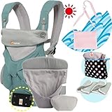 エルゴベビー抱っこ紐（ベルト付）/出産祝サマーセット （360クールエア/アイスミント）クールエアインサート3III【正規品2年間保証-SG認定付】よだれパッド＋収納ポーチ＋ひんやりクールパット付