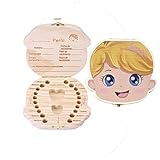 Mogoko Cute Print Baby Girl Teeth Box Milk Teeth Wood Case Storage Keepsake Organizer Deciduous Souv