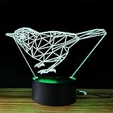 テーブルランプ3D創造性輝く鳥LEDナイトライトベッドルームベッドサイドランプホリデーギフト,Green