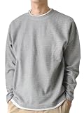 (アローナ)ARONA 長袖Tシャツ メンズ カットソー ミニワッフル フェイクレイヤード/YC Ａ２０杢グレー LL