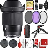 Sigma 16mm f/1.4 DC DN コンテンポラリーレンズ パナソニック オリンパスマイクロフォーサーズバンドル 64GBメモリカード 3ピースフィルターキット リストストラップ カードリーダー メモリーカードケース 卓上三脚