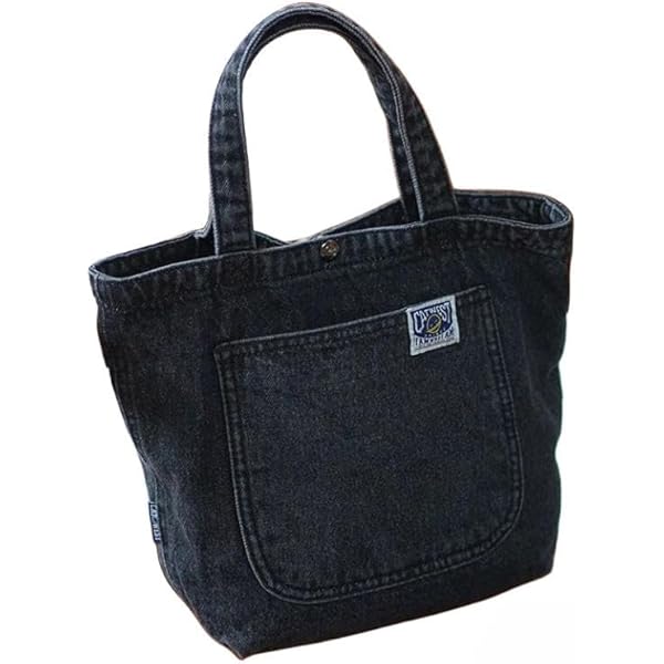 Amazon | 黒デニム トートバッグ デニム レディース キャンバス