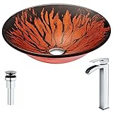 Forteシリーズのあるレッドとブラックwithキーでdeco-glass容器シンク蛇口ポリッシュクローム