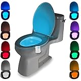 トイレLEDナイトライト、スマートMotion ActivatedトイレLED夜間ライトセンサー耐水化粧室Toilet Washroomライトモーションセンサー自動on / off and 8カラーの