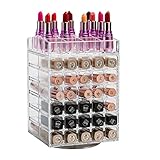 XL®回転可能な高透明透明アクリルスピニングリップスティックタワー86スロット硝子メークアップ収納ラックXL-C048-7