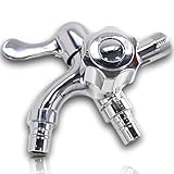 LAPHSODA ２口 蛇口 DIY ツーハンドル 洗濯機 ホース 付け替え 交換 ふた口 じゃぐち シルバー Cタイプ