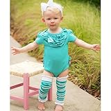 ラッフルバッツ(RuffleButts)女の子用エメラルドグリーンラッフル半袖ボディースーツ 0-3months 0-3ヶ月用 50cm-60cm 肌着,ロンパース,緑,水色,出産祝いギフトプレゼント
